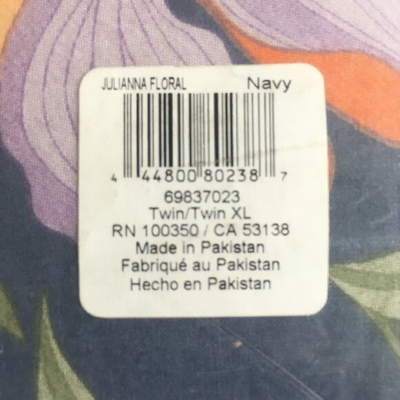 new NAVY Wild Sage 100% Cotton Julianna Floral 66"W x 93"L Twin XL Comforter - Picture 7 of 10